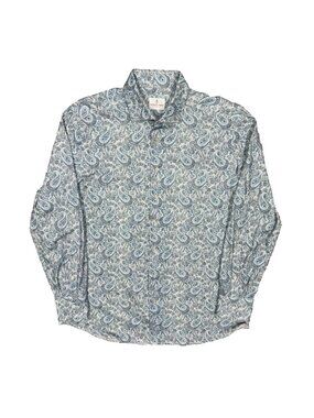 Emanuel Berg Dress Shirt Stretch Paisley Long Sleeve Cotton Modern Fit 43 17 XL
